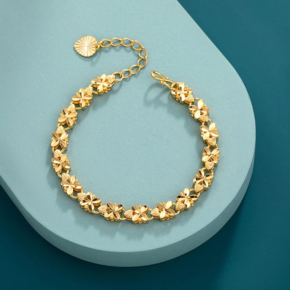 925 sterling silver retro four leaf flower bracelet, women s 24K gold plated wedding bracelet
925 sterling silver retro four leaf flower bracelet, women s 24K gold plated wedding bracelet