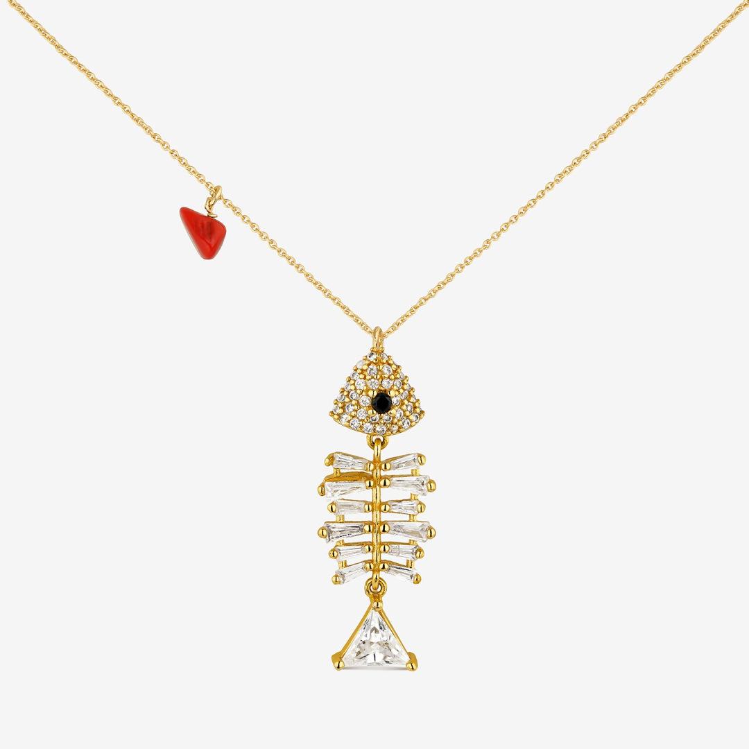 Zircon Fish Bone Pendant Necklace Niche Dly Pendant Necklace Collarbone Chain Electroplated Gold Color Retention
Zircon Fish Bone Pendant Necklace Niche Dly Pendant Necklace Collarbone Chain Electroplated Gold Color Retention