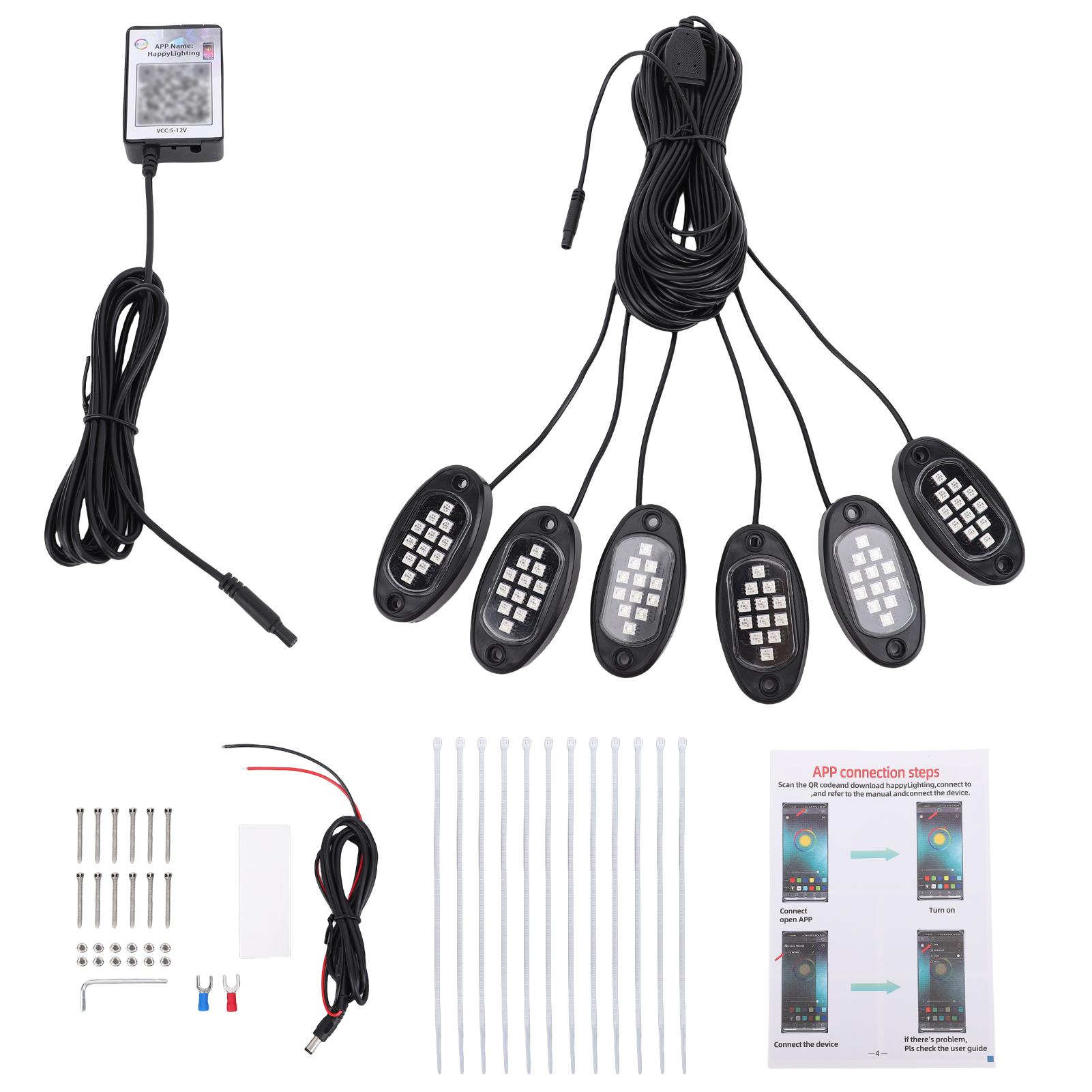 RGB Car Underglow Lights, APP Controlled Multicolor LED Underbody Rock Light Kit, 6 Pods Accent
RGB Car Underglow Lights, APP Controlled Multicolor LED Underbody Rock Light Kit, 6 Pods Accent