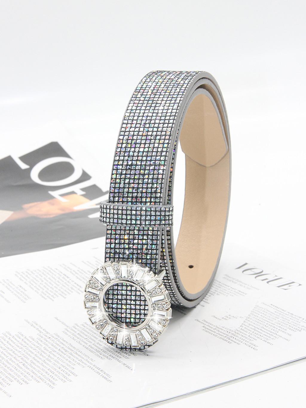 Pu Leather Ladies Belt With Crystal Square Buckle For Fashionable Casual Wear Silver Circle
Pu Leather Ladies Belt With Crystal Square Buckle For Fashionable Casual Wear Silver Circle
