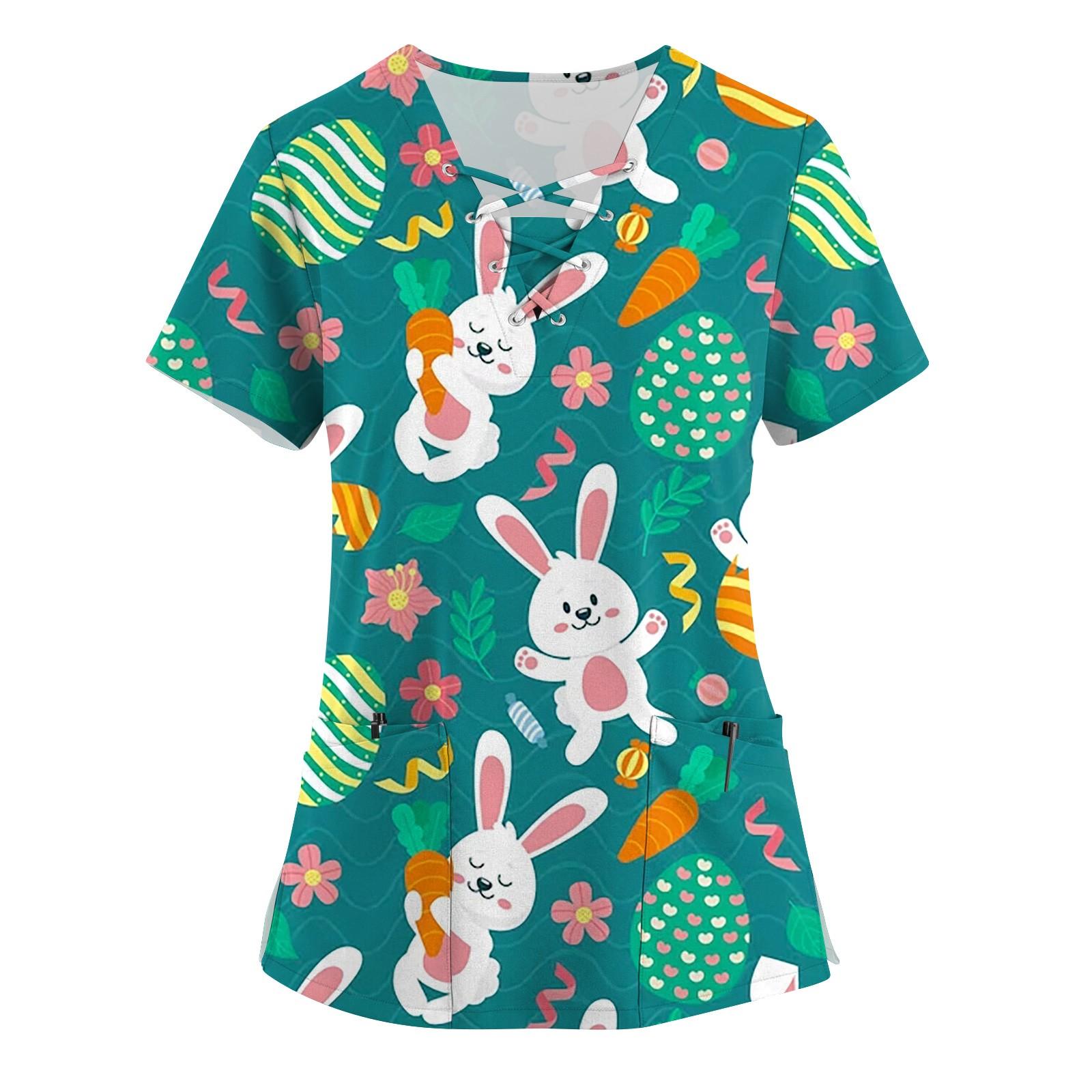 Робоча уніформа з друкованим малюнком великого розміру Топи для жінок з хрестовим V-подібним вирізом Foral Print з короткими рукавами Веселі футболки Робочий одяг Футболка з кишенями XXXL бірюзовий
Робоча уніформа з друкованим малюнком великого розміру Топи для жінок з хрестовим V-подібним вирізом Foral Print з короткими рукавами Веселі футболки Робочий одяг Футболка з кишенями XXXL бірюзовий