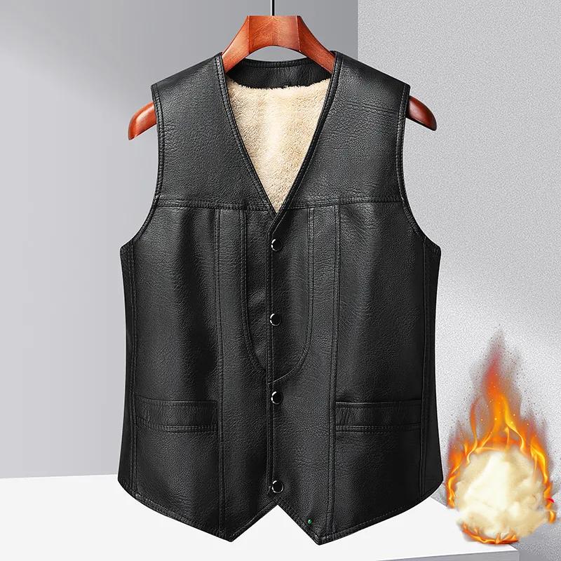 Мужской зимний толстый теплый флисовый жилет-пальто из ПУ кожи, мужской однобортный с V-образным вырезом, повседневная одежда XL
Мужской зимний толстый теплый флисовый жилет-пальто из ПУ кожи, мужской однобортный с V-образным вырезом, повседневная одежда XL