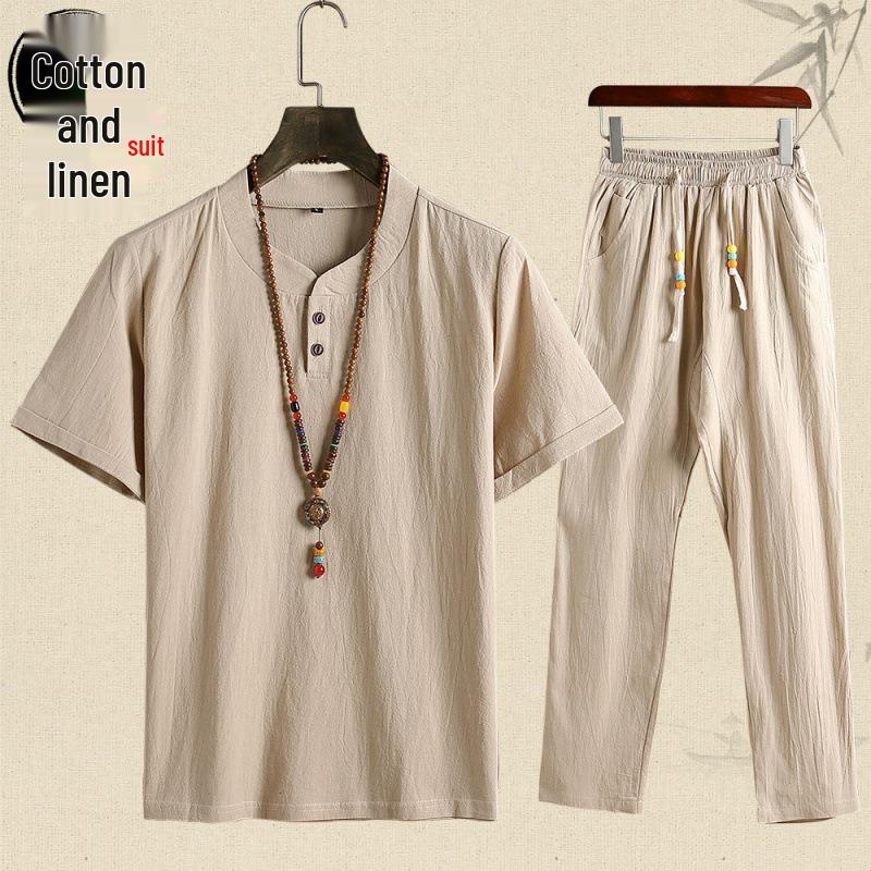 2023 Summer Men s Cotton Linen Suit: Chinese-Style Short Sleeve T-Shirt & Nine-Point Pants Set 5XL (Recommended 190-220 kg)
2023 Summer Men s Cotton Linen Suit: Chinese-Style Short Sleeve T-Shirt & Nine-Point Pants Set 5XL (Recommended 190-220 kg)