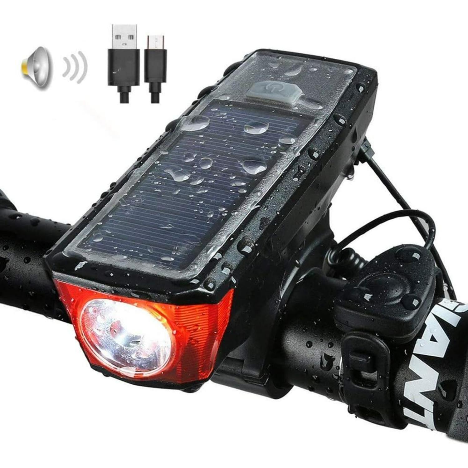 Ultra Bright Solar-Powered and USB Rechargeable Mountain Bike Front Lights 5 Modes Bicycle Bicycle Headlight, Road Cycling Safety Charging Lights C2
Ultra Bright Solar-Powered and USB Rechargeable Mountain Bike Front Lights 5 Modes Bicycle Bicycle Headlight, Road Cycling Safety Charging Lights C2
