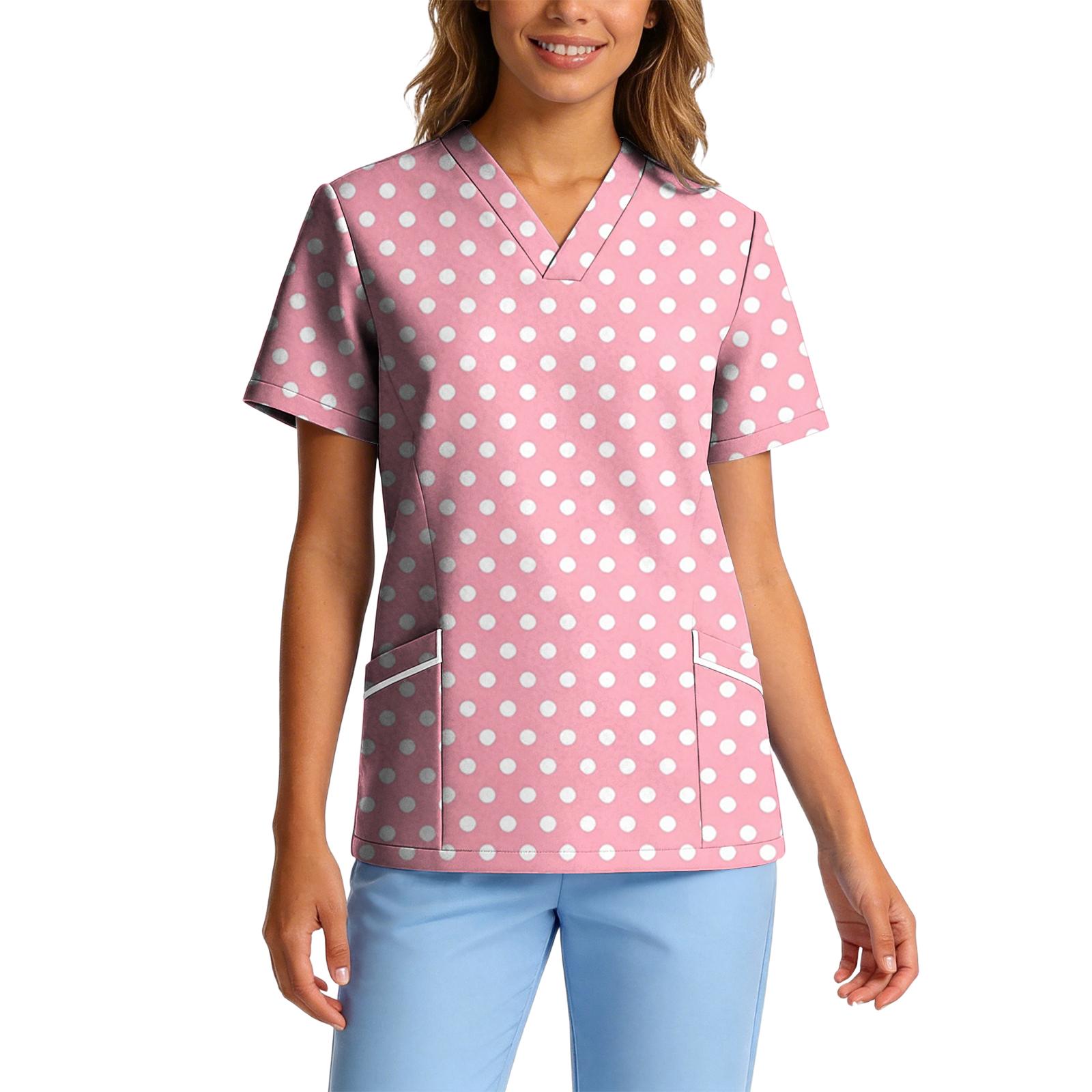 Women s Stretch Quick Dry V Neck Polka Dot Print Short Sleeve Medical Scrub Top with Pockets for Healthcare Professionals L розовый
Women s Stretch Quick Dry V Neck Polka Dot Print Short Sleeve Medical Scrub Top with Pockets for Healthcare Professionals L розовый
