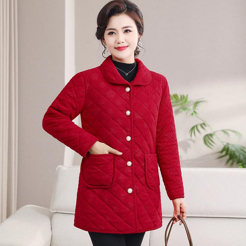 Women s Plus Velvet Warm Mid-Length Cotton Padded Jacket - Fashionable, Loose Fit for Middle-Aged 5XL (145-165 jin)
Women s Plus Velvet Warm Mid-Length Cotton Padded Jacket - Fashionable, Loose Fit for Middle-Aged 5XL (145-165 jin)
