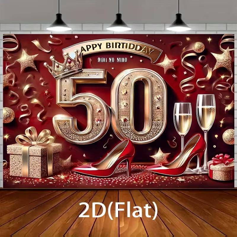 2D 50th Birthday Backdrop for Her with Red Heels, Champagne & Crown 47.2x31.5inch/120*80cm
2D 50th Birthday Backdrop for Her with Red Heels, Champagne & Crown 47.2x31.5inch/120*80cm