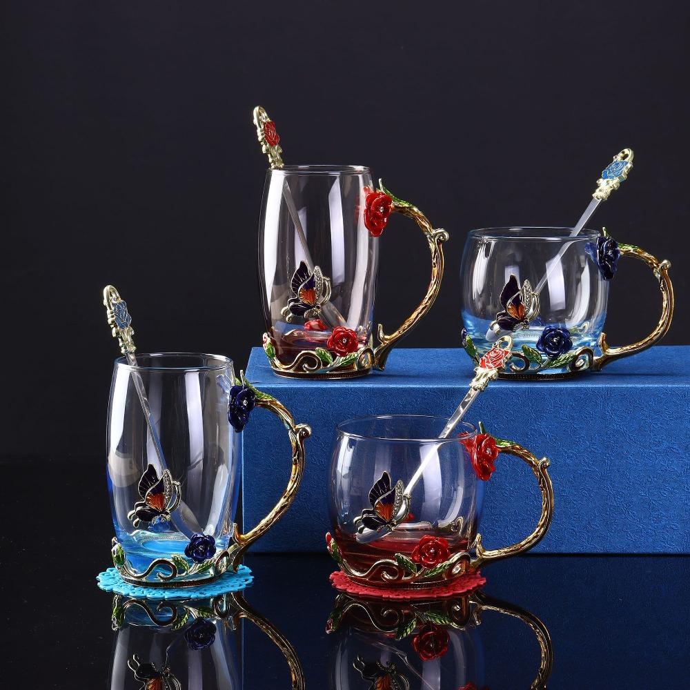 Heat-Resistant Enamel Flower Tea Cup Glass Tea Mug Household Coffee Cup Gift Blue-Short
Heat-Resistant Enamel Flower Tea Cup Glass Tea Mug Household Coffee Cup Gift Blue-Short