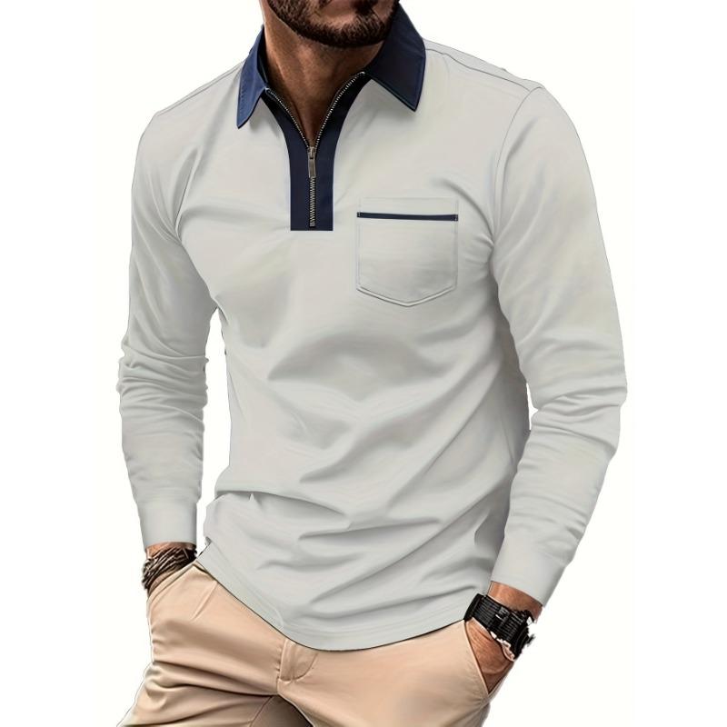 Men s Quarter Zip Long Sleeve Polo Shirt Contrast Collar Casual Top Pocket and Stripe Detail 3XL світло-сірого кольору
Men s Quarter Zip Long Sleeve Polo Shirt Contrast Collar Casual Top Pocket and Stripe Detail 3XL світло-сірого кольору
