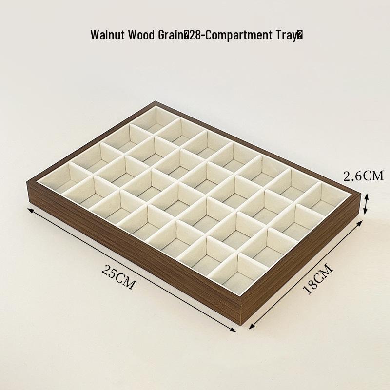 Walnut Grain Jewelry Tray with Large-Capacity Multi-Compartment for Rings, Necklaces, and Earrings 25*18*2.6 cm
Walnut Grain Jewelry Tray with Large-Capacity Multi-Compartment for Rings, Necklaces, and Earrings 25*18*2.6 cm