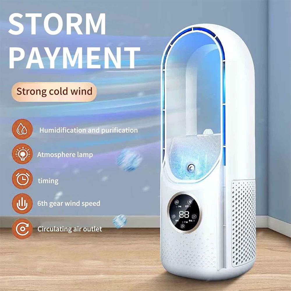 6 Speeds Adjustable Bladeless Fan Desktop USB Air Cooler Humidifier Misting Fan with LED Light Blue
6 Speeds Adjustable Bladeless Fan Desktop USB Air Cooler Humidifier Misting Fan with LED Light Blue