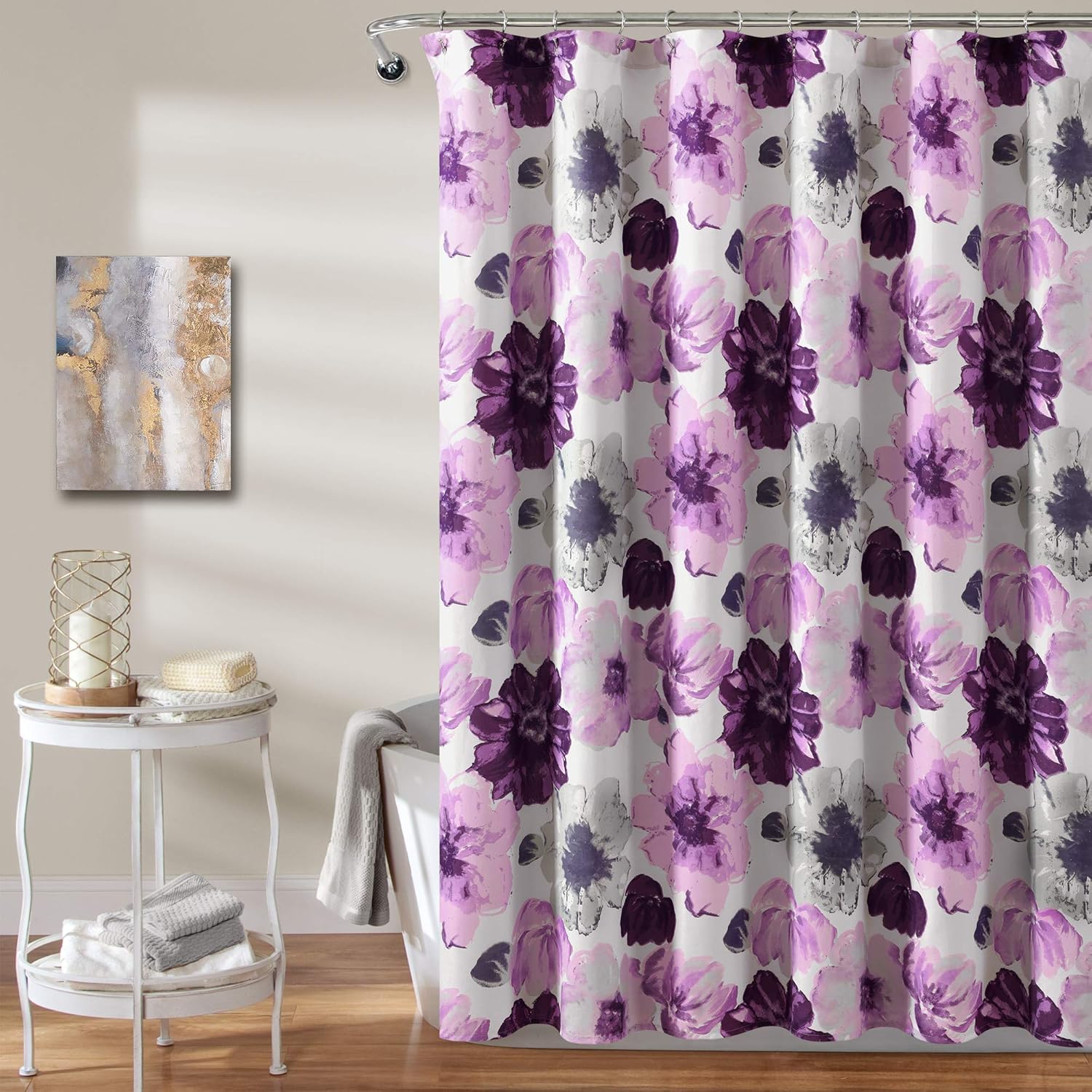 Lush Decor Leah Floral Shower Curtain, 72 W X 72 L, Gray/Purple - Fabric Shower Curtains - Watercolor Botanical Bathroom Curta W60H190(CM)-1 Pcs
Lush Decor Leah Floral Shower Curtain, 72 W X 72 L, Gray/Purple - Fabric Shower Curtains - Watercolor Botanical Bathroom Curta W60H190(CM)-1 Pcs
