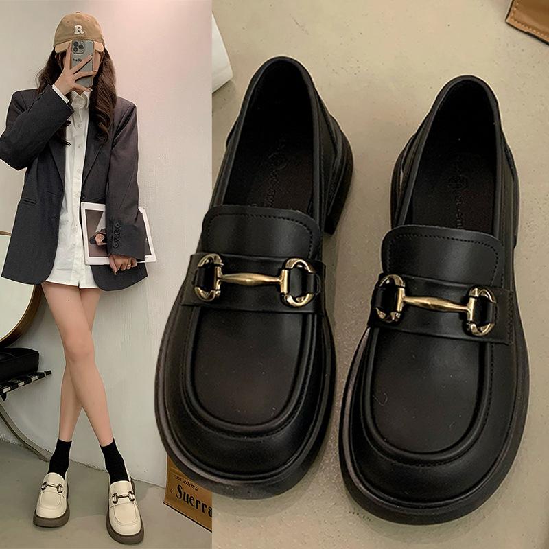 Высококачественные женские туфли из кожи на платформе с одной педалью, туфли для поездок на работу, весна 2024, новые модные женские мокасины Lazy 40 чёрный