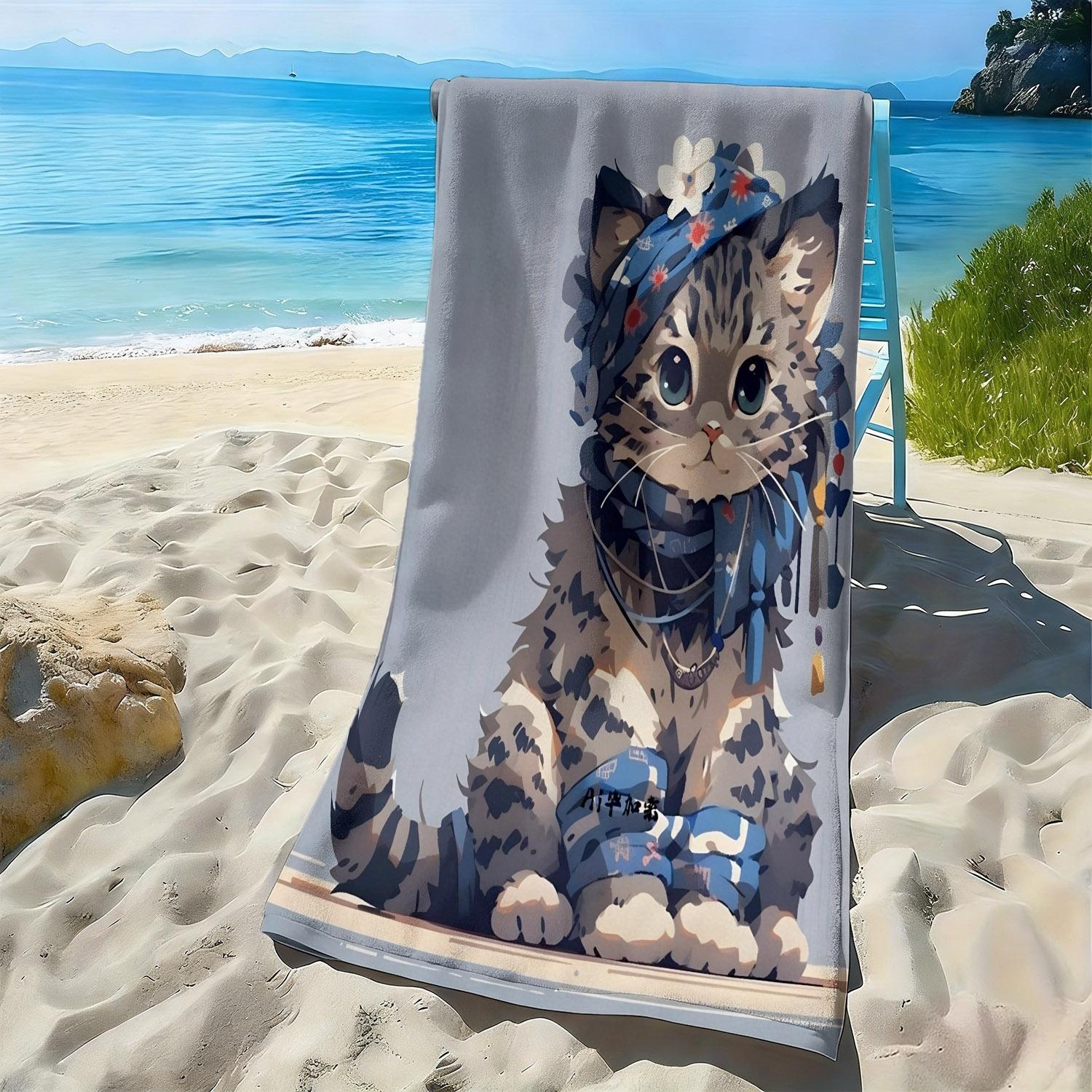 Bohemian style leopard cat theme polyester microfiber beach towel is highly absorbent, suitable for swimming and beach outings W30*H60(CM)
Bohemian style leopard cat theme polyester microfiber beach towel is highly absorbent, suitable for swimming and beach outings W30*H60(CM)