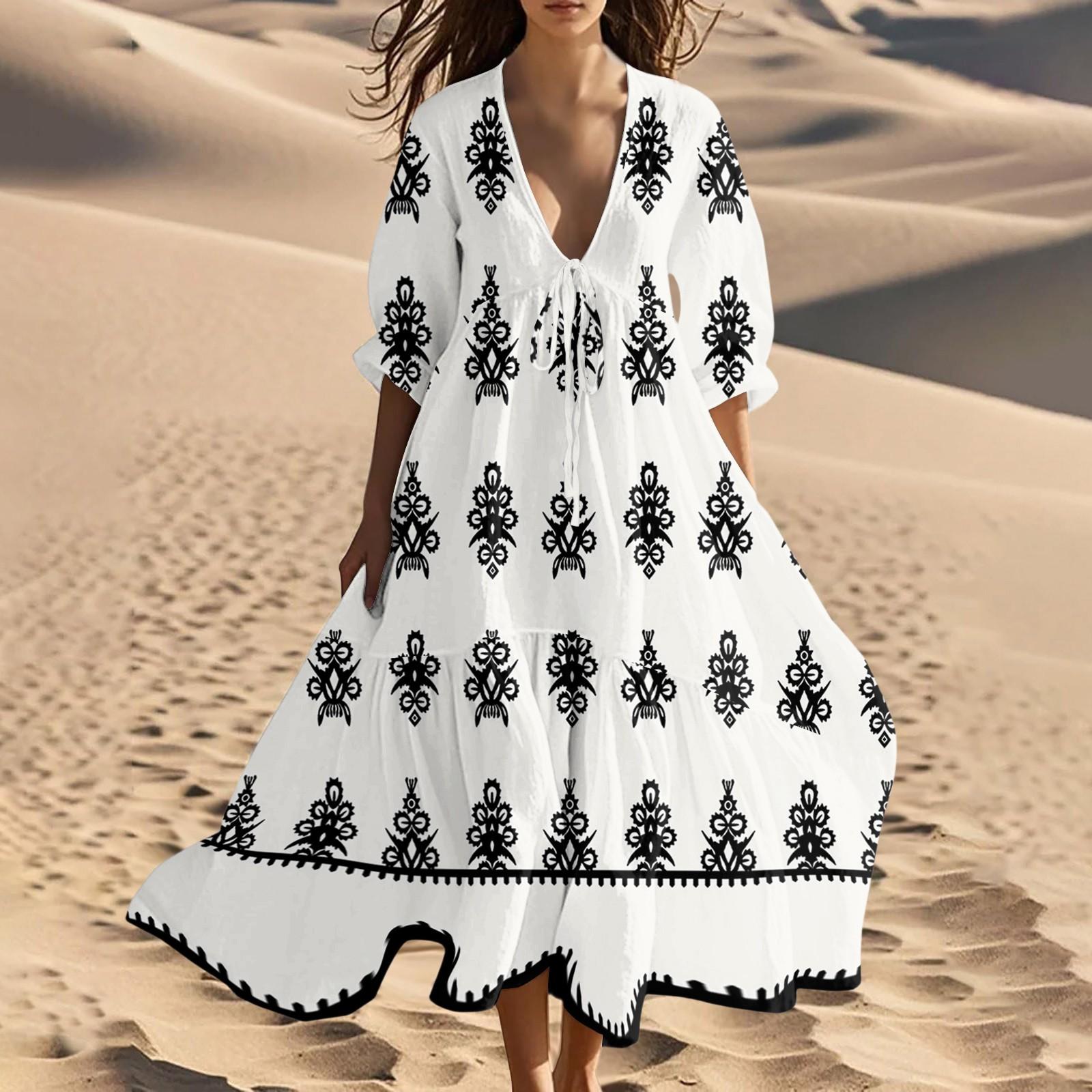 Женское летнее модное платье с V-образным вырезом, пляжное длинное платье, винтажное, с принтом, на шнуровке, комбинированное L белый
Женское летнее модное платье с V-образным вырезом, пляжное длинное платье, винтажное, с принтом, на шнуровке, комбинированное L белый