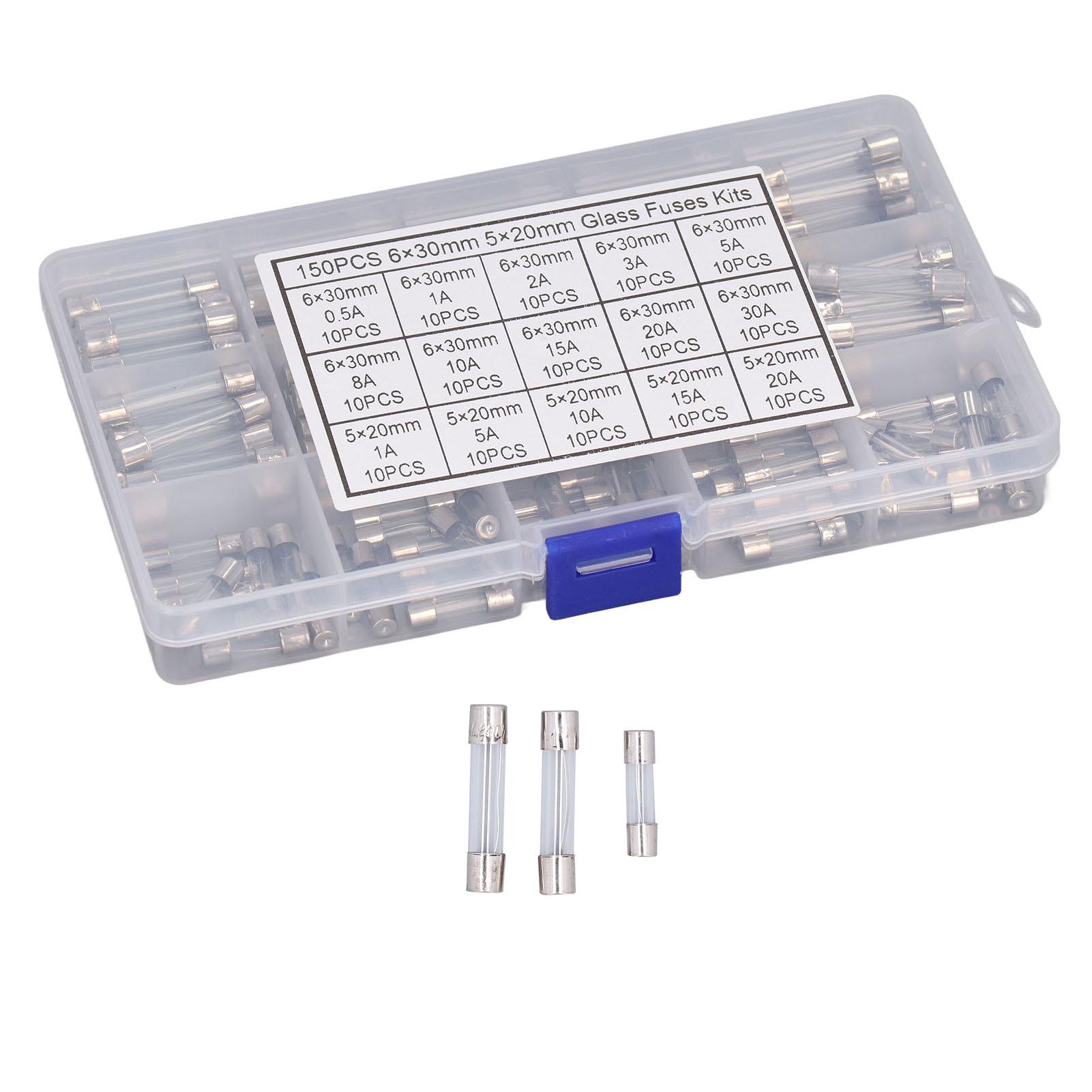 Набір 150 шт. скляних запобіжників, сплавних трубчастих запобіжників, асорті для побутової техніки, 15 різних моделей
Набір 150 шт. скляних запобіжників, сплавних трубчастих запобіжників, асорті для побутової техніки, 15 різних моделей