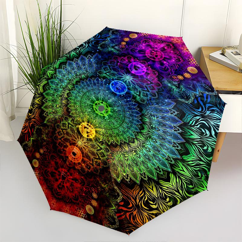 Chakra Mandala Theme 8 Bone Hand Automatic Folding Umbrella, Compact and Portable Design, A Perfect Gift for Birthday, Christmas or Business
Chakra Mandala Theme 8 Bone Hand Automatic Folding Umbrella, Compact and Portable Design, A Perfect Gift for Birthday, Christmas or Business