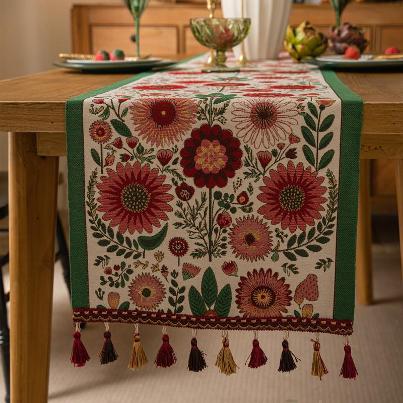 Vintage Polyester Colored Woven Jacquard Fringed Decorative Dining Table Tablecloth Coffee Table Tablecloth Pastoral Flower Table Flag 35x120
Vintage Polyester Colored Woven Jacquard Fringed Decorative Dining Table Tablecloth Coffee Table Tablecloth Pastoral Flower Table Flag 35x120