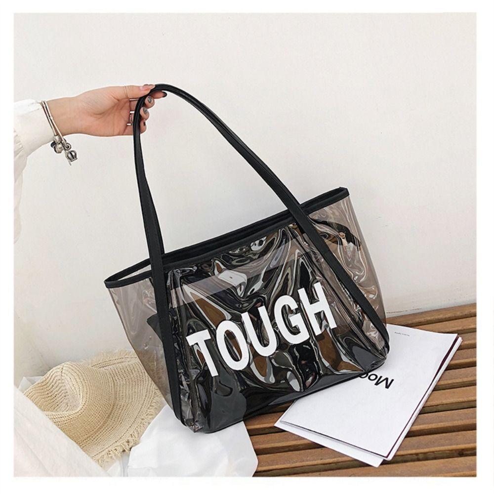 Fashion PVC Summer Beach Bag Large Capacity with Makeup Bag Women Shoulder Bag Solid Color Zipper Transparent Jelly Bag чёрный
Fashion PVC Summer Beach Bag Large Capacity with Makeup Bag Women Shoulder Bag Solid Color Zipper Transparent Jelly Bag чёрный