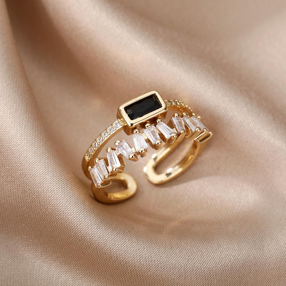 Classic Green Irregular Double Layer Zircon Rings For Women Stainless Steel Gold Plated Wedding Open Finger Ring чорний
Classic Green Irregular Double Layer Zircon Rings For Women Stainless Steel Gold Plated Wedding Open Finger Ring чорний