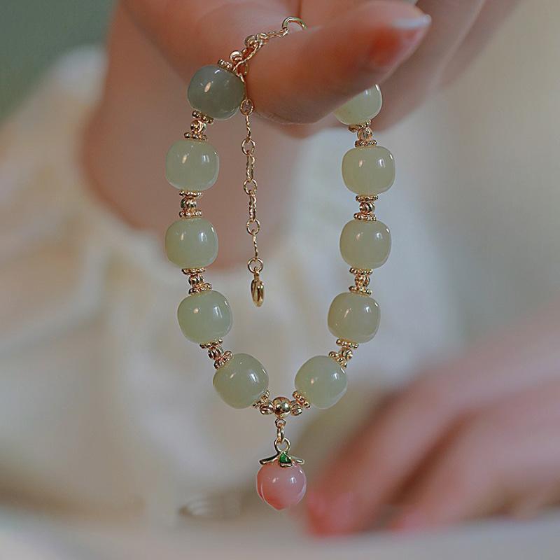 Natural Hotan Jade Bracelet for Women Pink Honey Peach Pendant Beads Bangles Light Luxury Design New in Wedding Jewelry 17-20cm зелений
Natural Hotan Jade Bracelet for Women Pink Honey Peach Pendant Beads Bangles Light Luxury Design New in Wedding Jewelry 17-20cm зелений