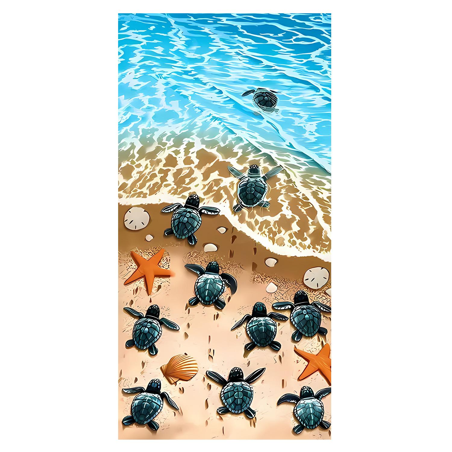 Микрофибра Трехмерная цифровая печать Черепаха Пляжное полотенце Абсорбирующее банное полотенце 75*150CM