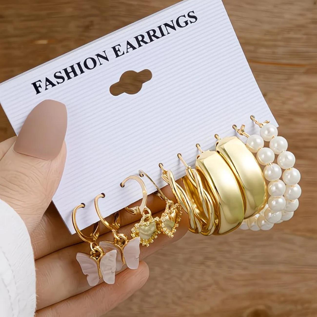 6-Piece Retro Geometric Butterfly Earring Set for Women - European & American Style золотой
6-Piece Retro Geometric Butterfly Earring Set for Women - European & American Style золотой
