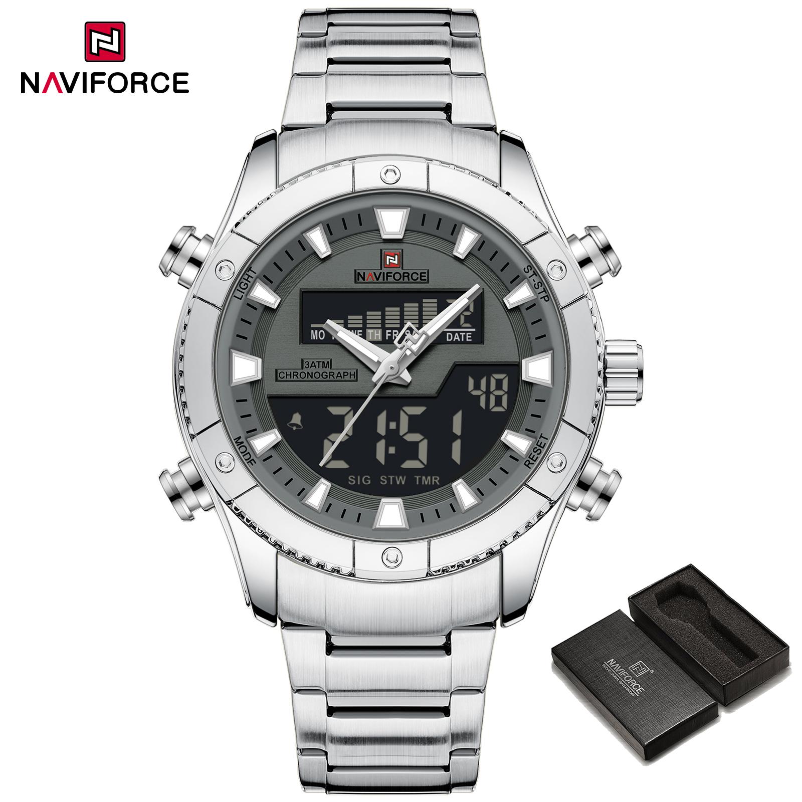 Naviforce Чоловічий годинник з подвійним часом, РК-цифровий дисплей, кварцовий, люмінесцентні стрілки, календар, водонепроникний, багатофункціональний, чоловічий годинник, подарунок NF9259 срібний/сірий
Naviforce Чоловічий годинник з подвійним часом, РК-цифровий дисплей, кварцовий, люмінесцентні стрілки, календар, водонепроникний, багатофункціональний, чоловічий годинник, подарунок NF9259 срібний/сірий