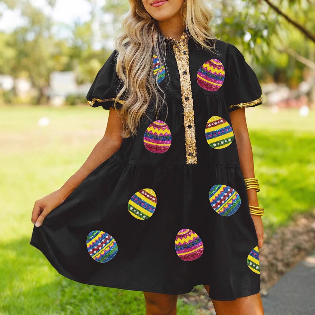 SHIYING Sequin Egg Midi Dress: European/American Style, Half-Open Neck, Five-Sleeve, High-Waisted Pullover for Women L
SHIYING Sequin Egg Midi Dress: European/American Style, Half-Open Neck, Five-Sleeve, High-Waisted Pullover for Women L
