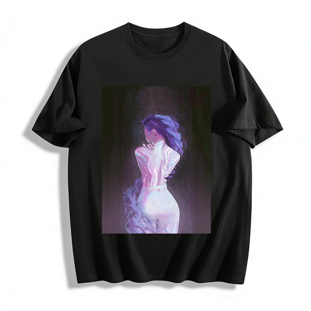 Cyberpunk Laser Purple Hair Girl Print Top Edgy Cool Back Design Niche Trendy T-Shirt For Y2K Girls Pure cotton T-shirt XXS
Cyberpunk Laser Purple Hair Girl Print Top Edgy Cool Back Design Niche Trendy T-Shirt For Y2K Girls Pure cotton T-shirt XXS