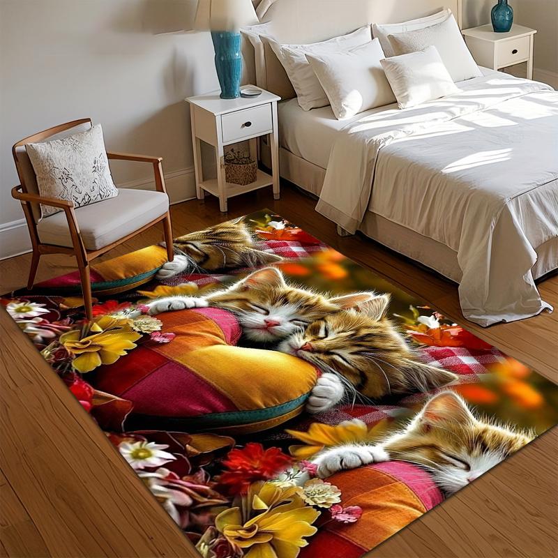 Cozy Kittens on Heart Pillow Floral Area Rug Non Slip Soft Floor Carpet for Living Room Bedroom Kids Room Charming Warm Decor 40X60cm
Cozy Kittens on Heart Pillow Floral Area Rug Non Slip Soft Floor Carpet for Living Room Bedroom Kids Room Charming Warm Decor 40X60cm