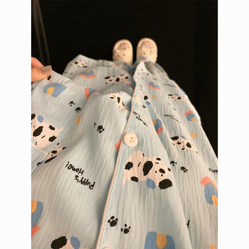 Japanese blue spotted puppy pajamas women s summer short-sleeved shorts cardigan two-piece girl casual loungewear S
Japanese blue spotted puppy pajamas women s summer short-sleeved shorts cardigan two-piece girl casual loungewear S