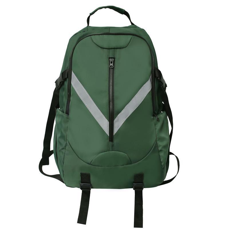 Рюкзак со светоотражающей полосой в корейском стиле: Большая вместимость для учащихся средней и старшей школы зелёный