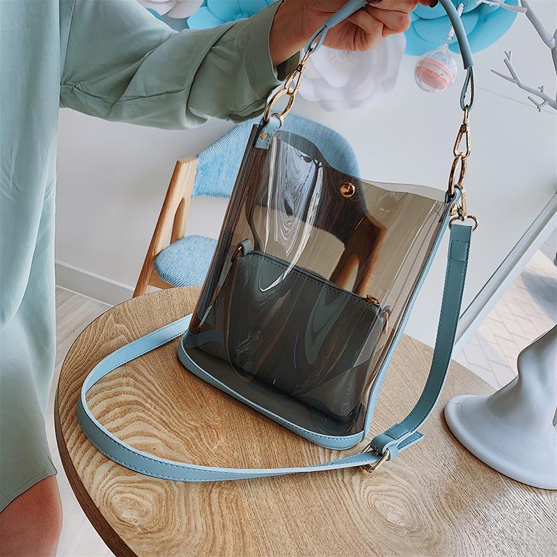 IELGY Jelly Transparent Picture-mather Bag Portable Bucket Large-capacity на одне плече Messenger синій
IELGY Jelly Transparent Picture-mather Bag Portable Bucket Large-capacity на одне плече Messenger синій