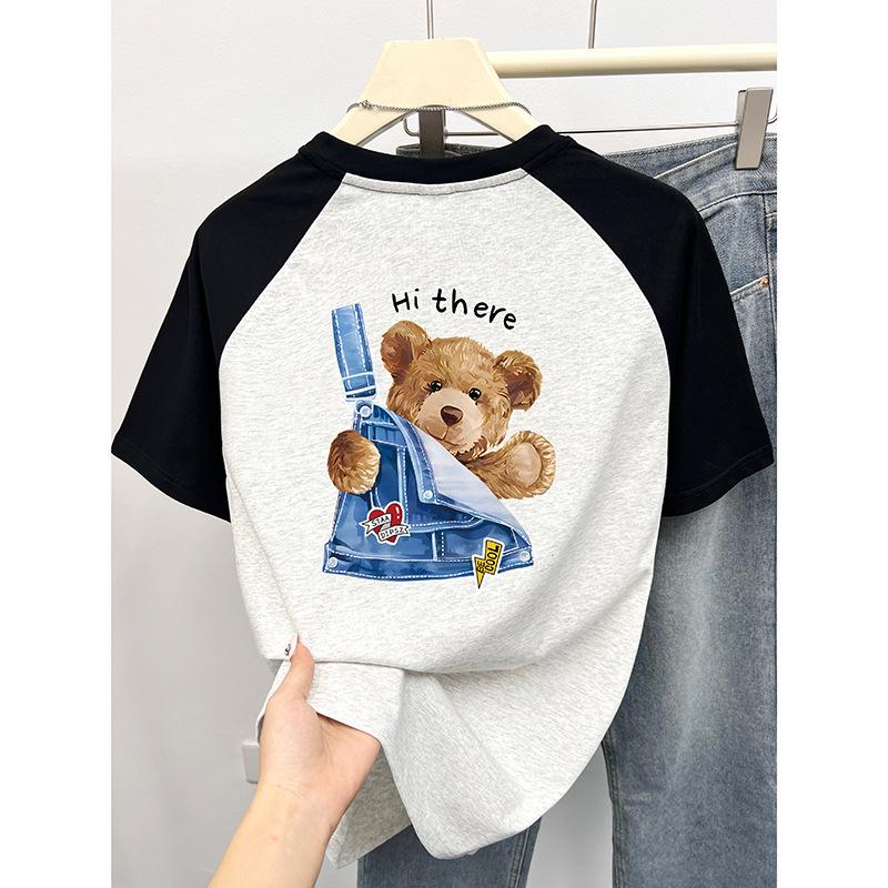 Женская свободная хлопковая футболка с рукавами реглан и принтом плюшевого мишки в корейском стиле XL
Женская свободная хлопковая футболка с рукавами реглан и принтом плюшевого мишки в корейском стиле XL