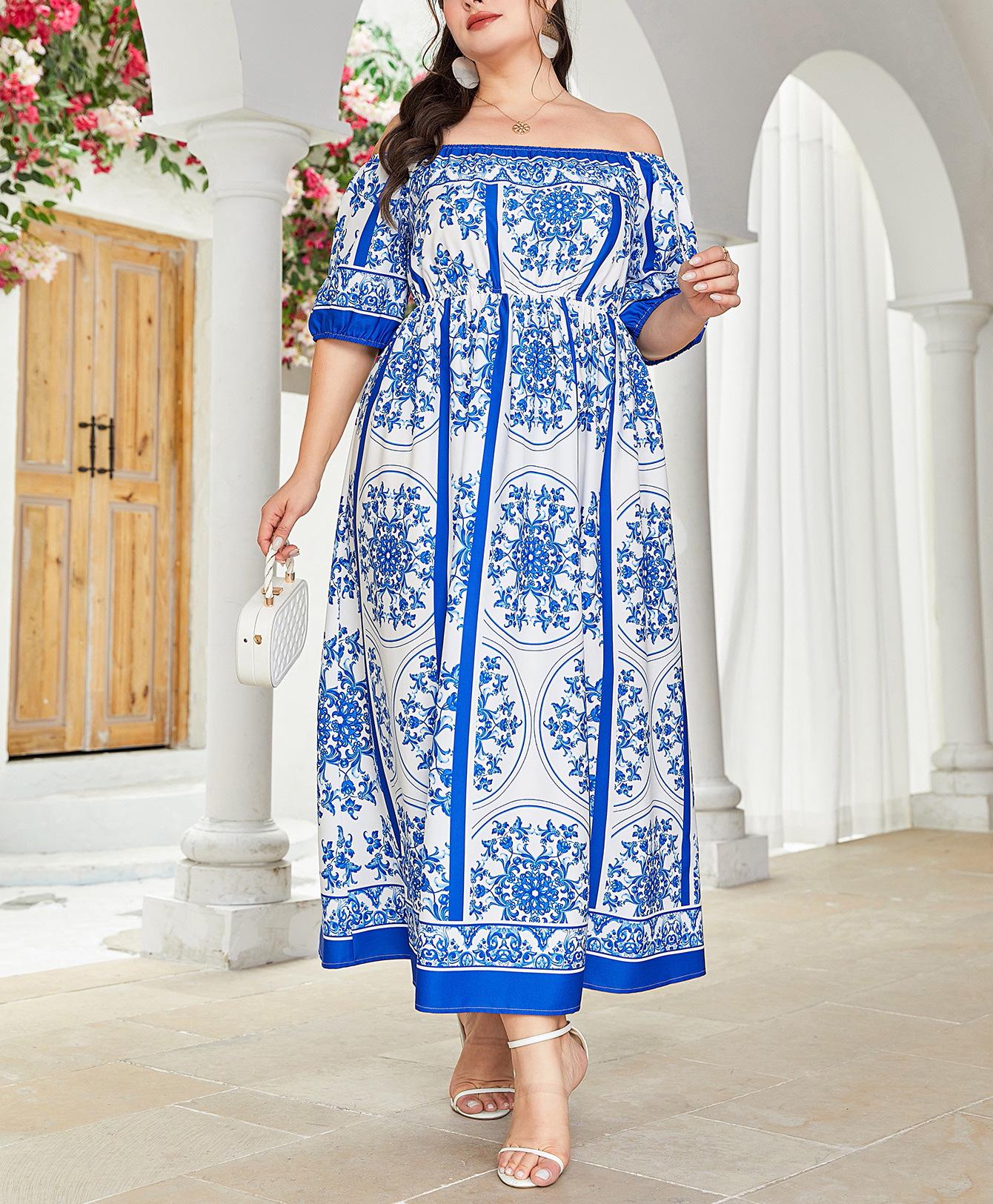 Plus Size Off-Shoulder Blue & White Porcelain Print A-Line Dress for Women 2XL синий
Plus Size Off-Shoulder Blue & White Porcelain Print A-Line Dress for Women 2XL синий