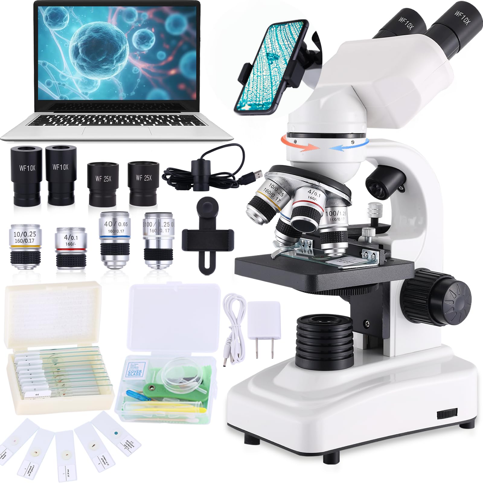 Herwicm Compound Binocular Microscope Super 10X 25X Wide Angle Eyepiece with LED Light Stereo Microscope with Moving Electronic Camera for Students
Herwicm Compound Binocular Microscope Super 10X 25X Wide Angle Eyepiece with LED Light Stereo Microscope with Moving Electronic Camera for Students