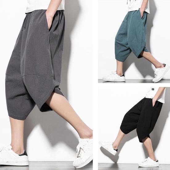 Cropped Pants Solid Color All Match Washable Men Drawstring Pants with Pockets for Make
Cropped Pants Solid Color All Match Washable Men Drawstring Pants with Pockets for Make