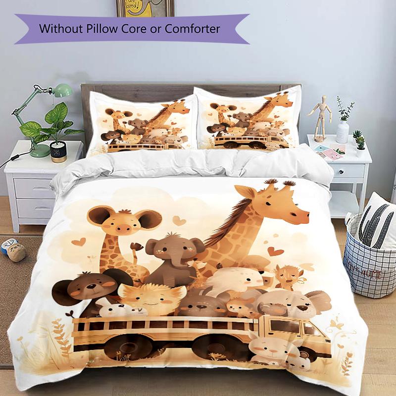3pcs Cute Little Animals Bedding Set - 1 Soft Quilt Cover + 2 Pillowcases, Machine Washable - Suitable for All Seasons M045 135x200cm
3pcs Cute Little Animals Bedding Set - 1 Soft Quilt Cover + 2 Pillowcases, Machine Washable - Suitable for All Seasons M045 135x200cm