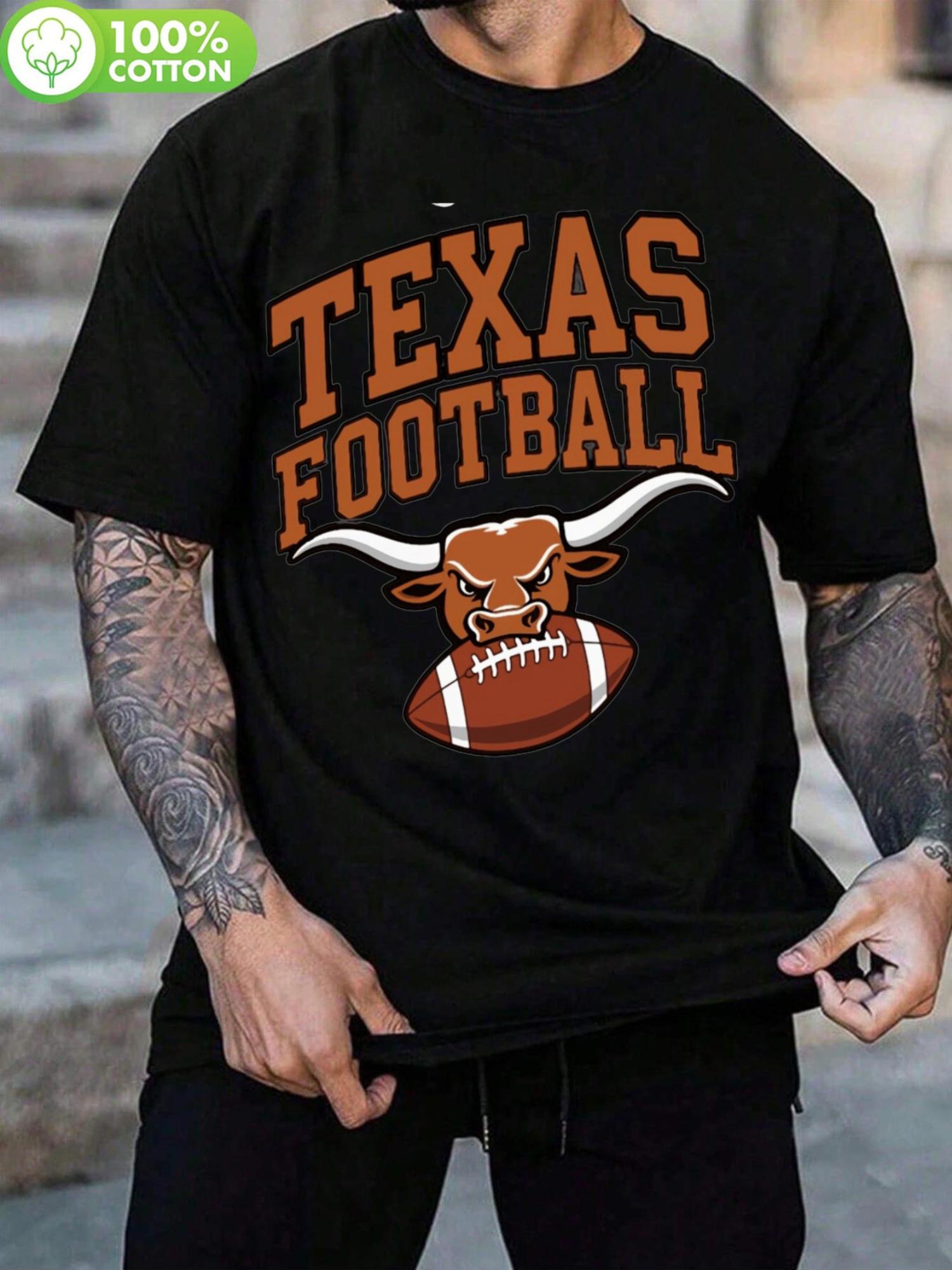 Texas Football Graphic T-shirt - 100% Cotton Short Sleeve Tee with Bold Orange Print S
Texas Football Graphic T-shirt - 100% Cotton Short Sleeve Tee with Bold Orange Print S