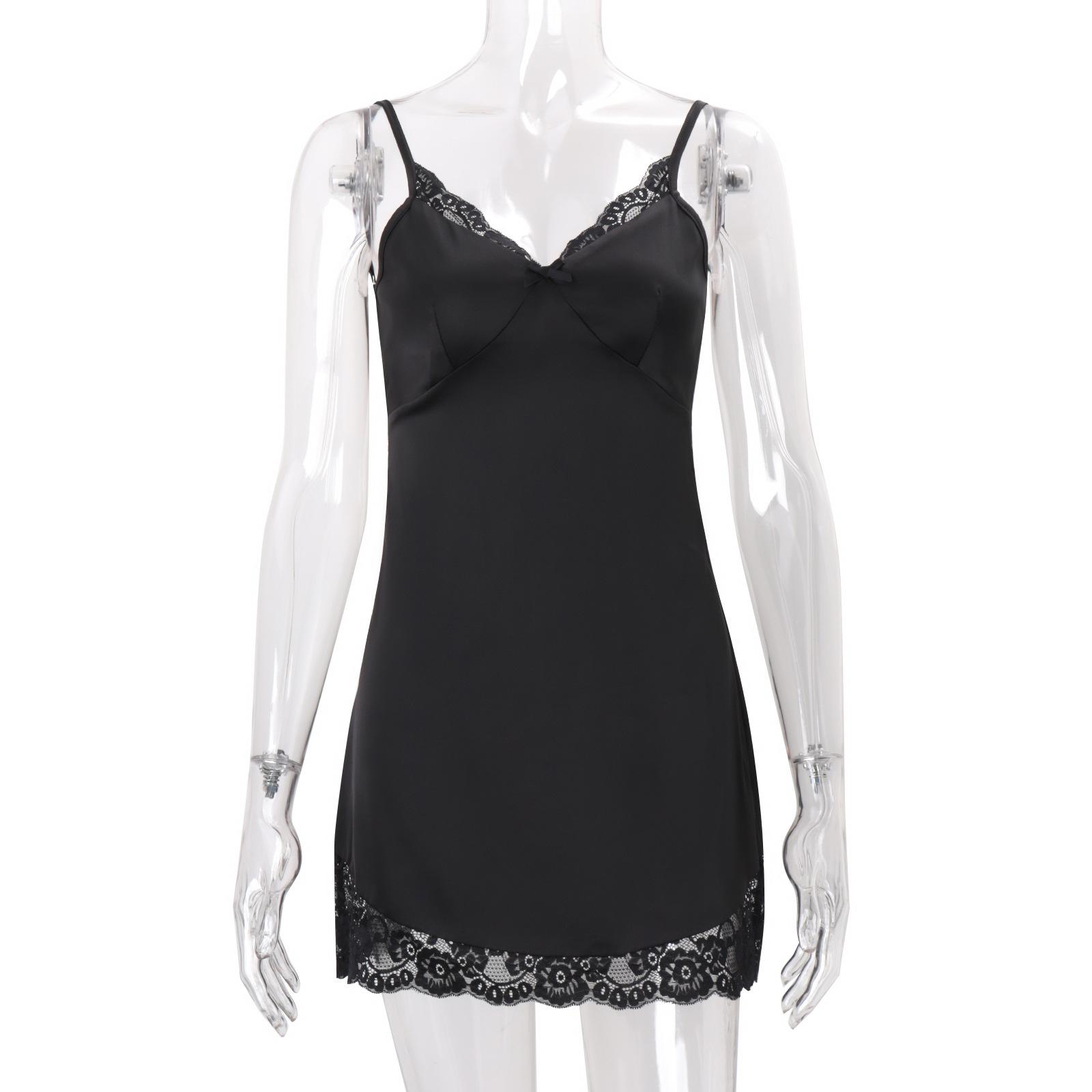 Women s spring new sexy pure desire V-neck lace back suspender dress short skirt L чорний
Women s spring new sexy pure desire V-neck lace back suspender dress short skirt L чорний