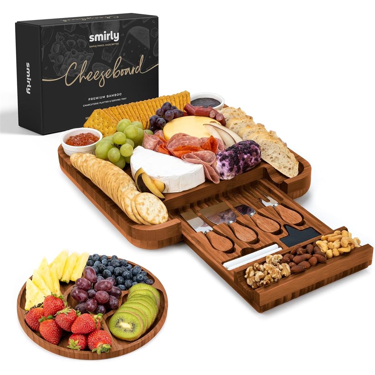Large Bamboo Cheese Board Set - Housewarming, Wedding, Bridal Shower & Birthday Gifts for Women
Large Bamboo Cheese Board Set - Housewarming, Wedding, Bridal Shower & Birthday Gifts for Women