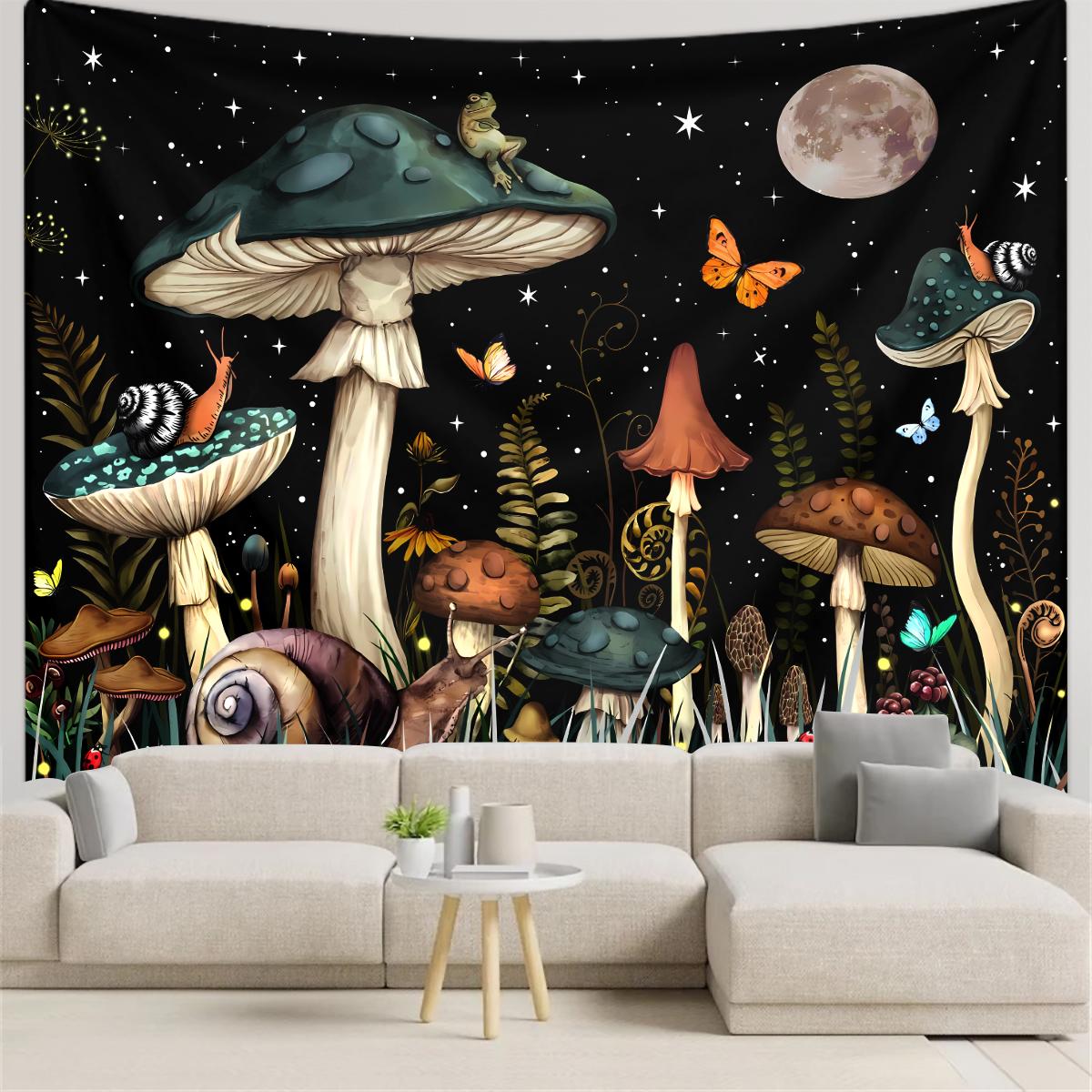 1pc Mushroom tapestry, moon tapestry, plant flower butterfly tapestry, snail frog tapestry, bedroom decoration wall hanging 73x95cm
1pc Mushroom tapestry, moon tapestry, plant flower butterfly tapestry, snail frog tapestry, bedroom decoration wall hanging 73x95cm