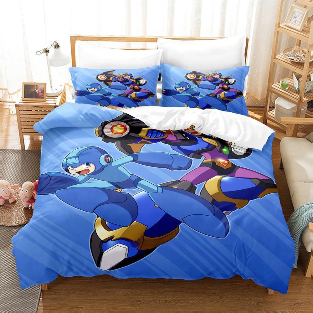 Комплект постельного белья Mega Man X DiVE, односпальная кровать, двуспальная кровать размера «king-size», комплект постельного белья для взрослых и детей, комплект простыней с 3D-аниме EU Twin 135x200cm