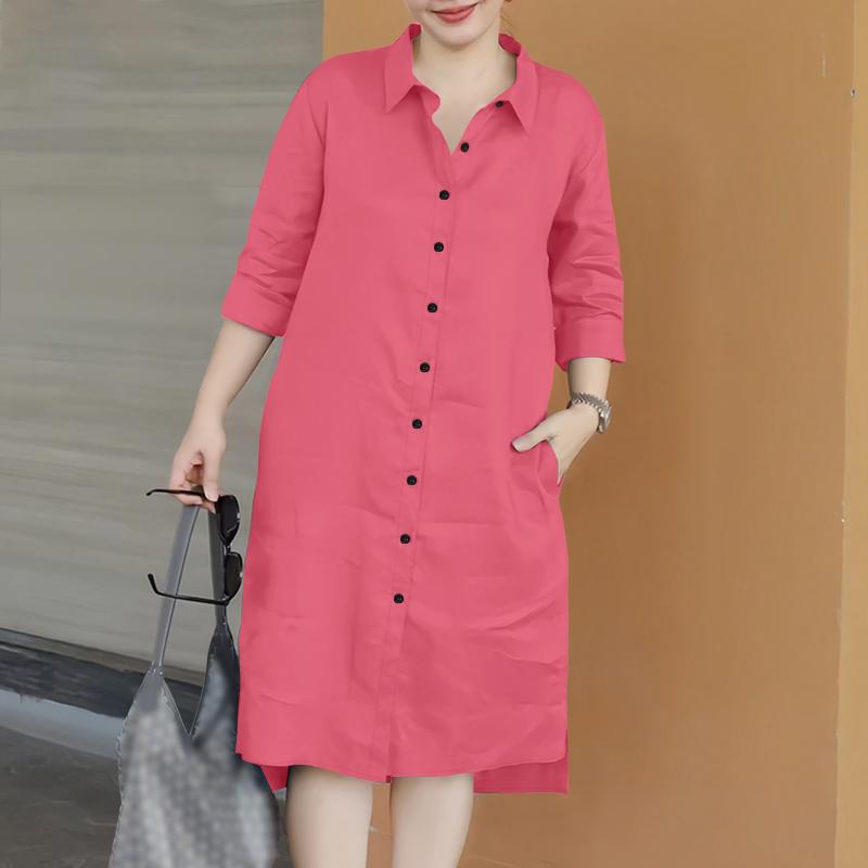 ZANZEA Женское повседневное платье-рубашка с отложным воротником и рукавом 3/4 камео розовый
ZANZEA Женское повседневное платье-рубашка с отложным воротником и рукавом 3/4 камео розовый