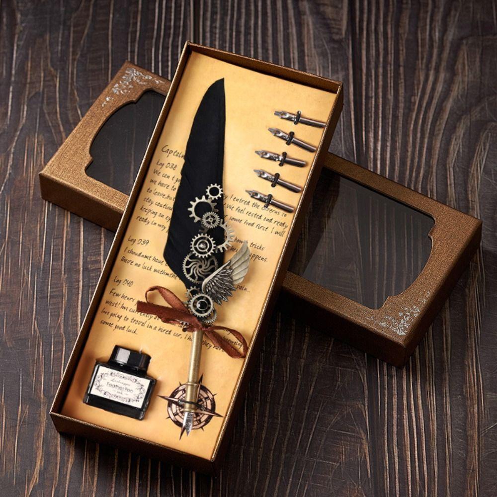 Boxed Dipped ink pen Fountain Pen with Ink Calligraphy Pen Quill Feather Dip Pen with 5 Nib Set E
Boxed Dipped ink pen Fountain Pen with Ink Calligraphy Pen Quill Feather Dip Pen with 5 Nib Set E