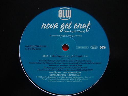 12-дюймовая пластинка 3LW, LIL WAYNE - Neva Get Enuf EAS59212 Epic 2002 США Рэп и хип-хоп/R&B Б/У
12-дюймовая пластинка 3LW, LIL WAYNE - Neva Get Enuf EAS59212 Epic 2002 США Рэп и хип-хоп/R&B Б/У