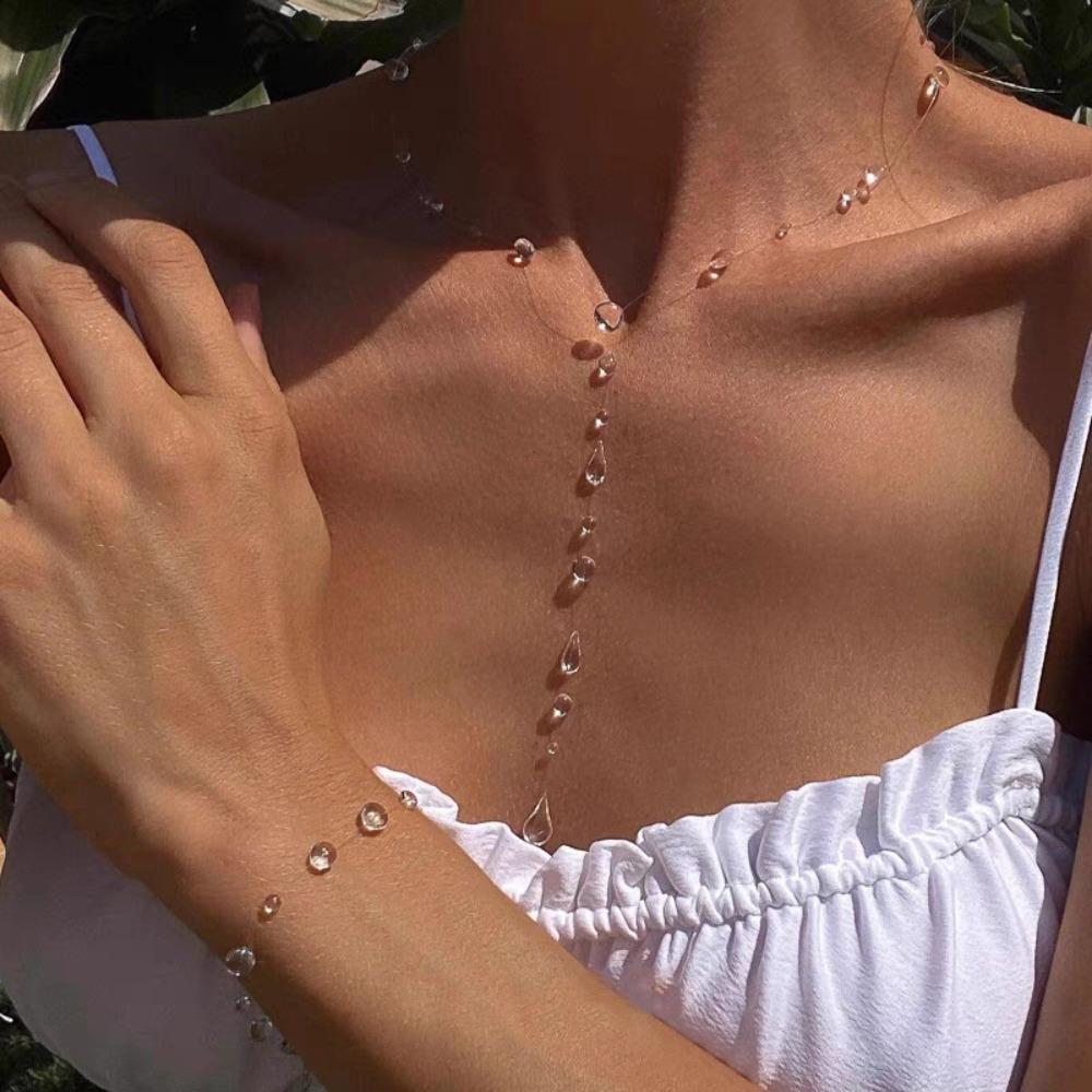 Hand Chain Ice Clear Glass bracelet Vintage Bead Clavicle Chain Girls Necklace B-1PC
Hand Chain Ice Clear Glass bracelet Vintage Bead Clavicle Chain Girls Necklace B-1PC