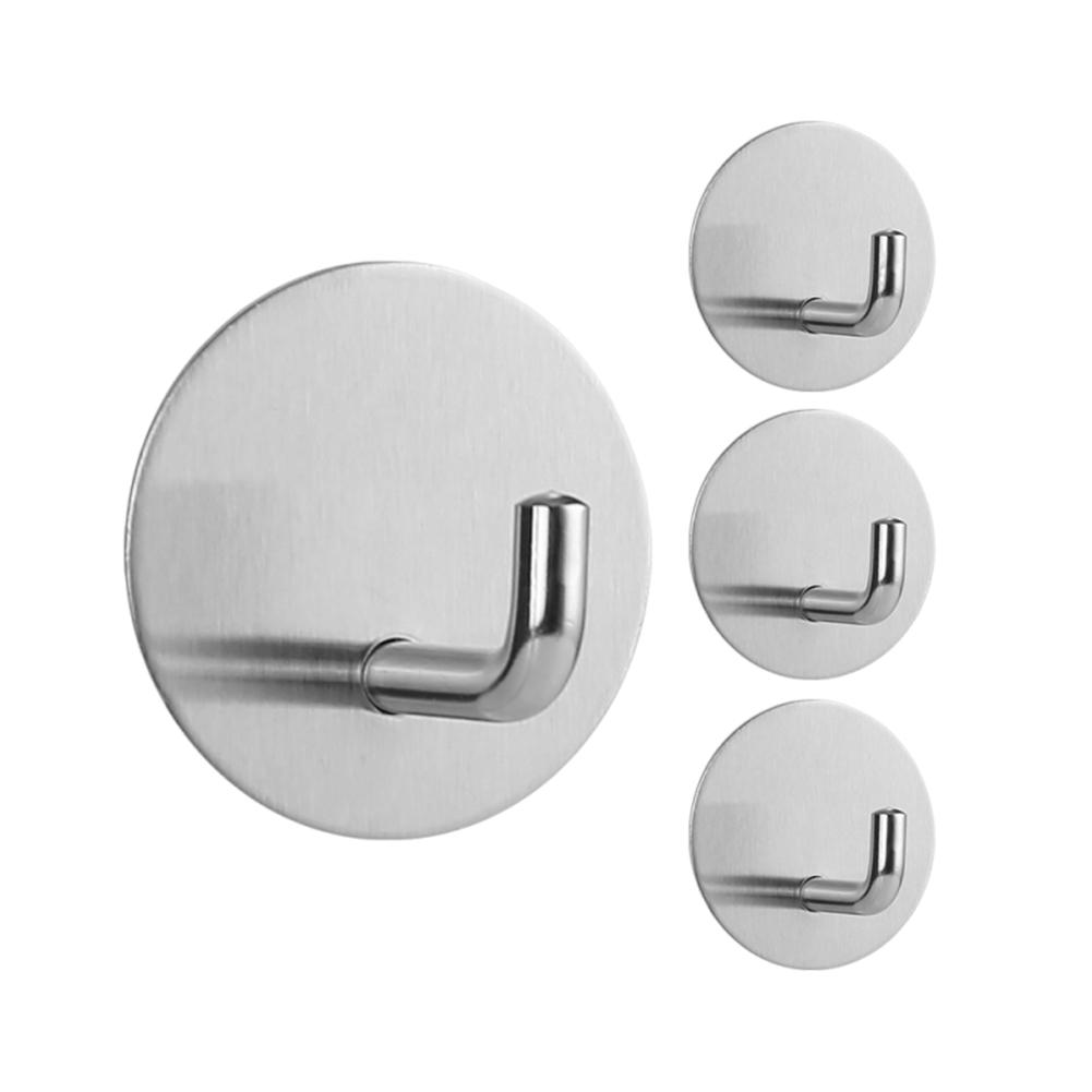 4 шт. Самоклеящиеся настенные крючки Защита от царапин Крючок для одежды Износостойкая Вешалка для ключей Стойка для ванной комнаты Гардероба Спальни серебряный