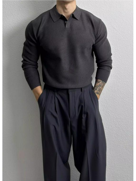 2025 Autumn/Winter Heavyweight Knit Polo Sweater with Long Sleeves - Casual Solid Color Base Layer M темно-сірий
2025 Autumn/Winter Heavyweight Knit Polo Sweater with Long Sleeves - Casual Solid Color Base Layer M темно-сірий